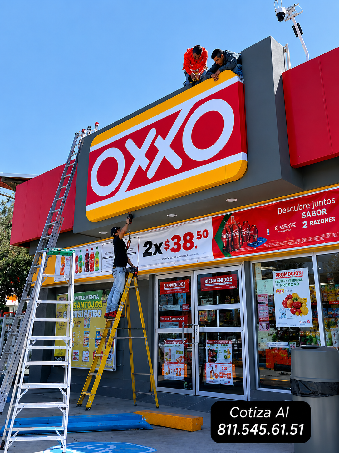 Revestimiento de Fachada y Letras 3D OXXO